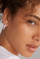 LAGOS Pink Ceramic Ceramic Caviar Diamond Hoop Earrings