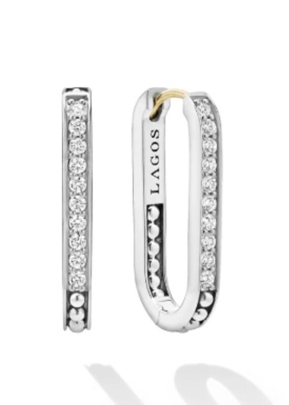 LAGOS Caviar Spark Linear Diamond Hoop Earrings