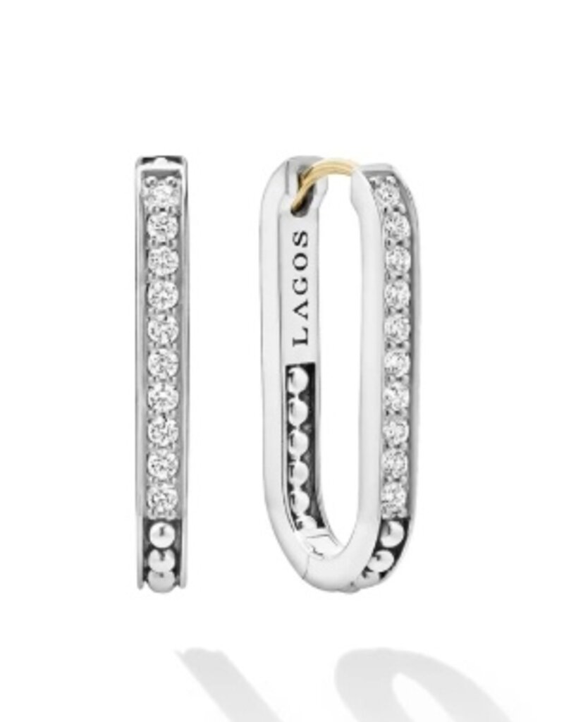 LAGOS Caviar Spark Linear Diamond Hoop Earrings