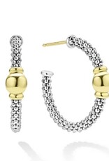 LAGOS Signature Caviar Two-Tone Station Hoop Earrings