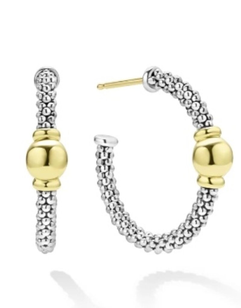 LAGOS Signature Caviar Two-Tone Station Hoop Earrings