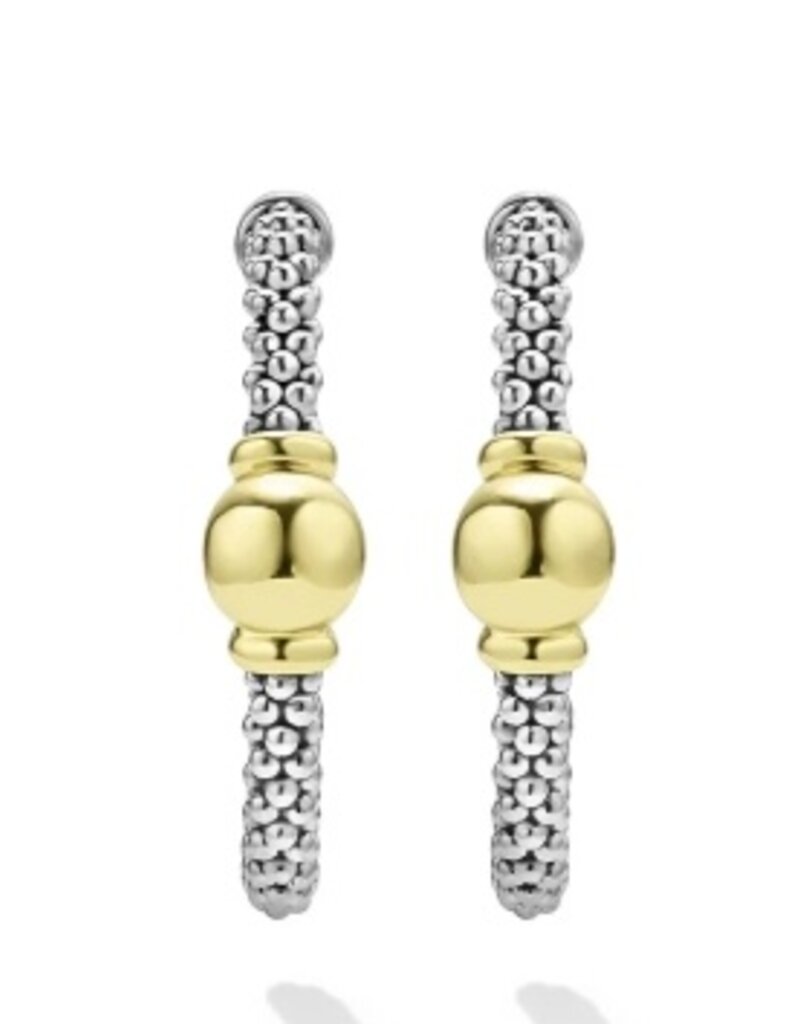 LAGOS Signature Caviar Two-Tone Station Hoop Earrings