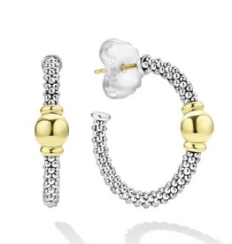 LAGOS Signature Caviar Two-Tone Station Hoop Earrings