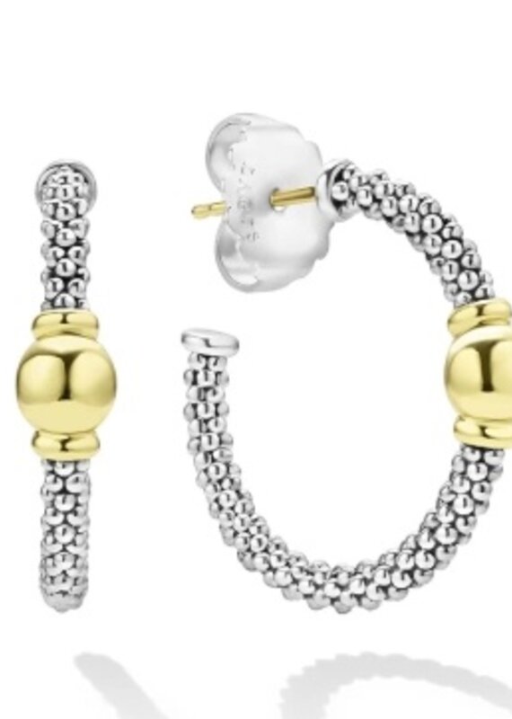 LAGOS Signature Caviar Two-Tone Station Hoop Earrings