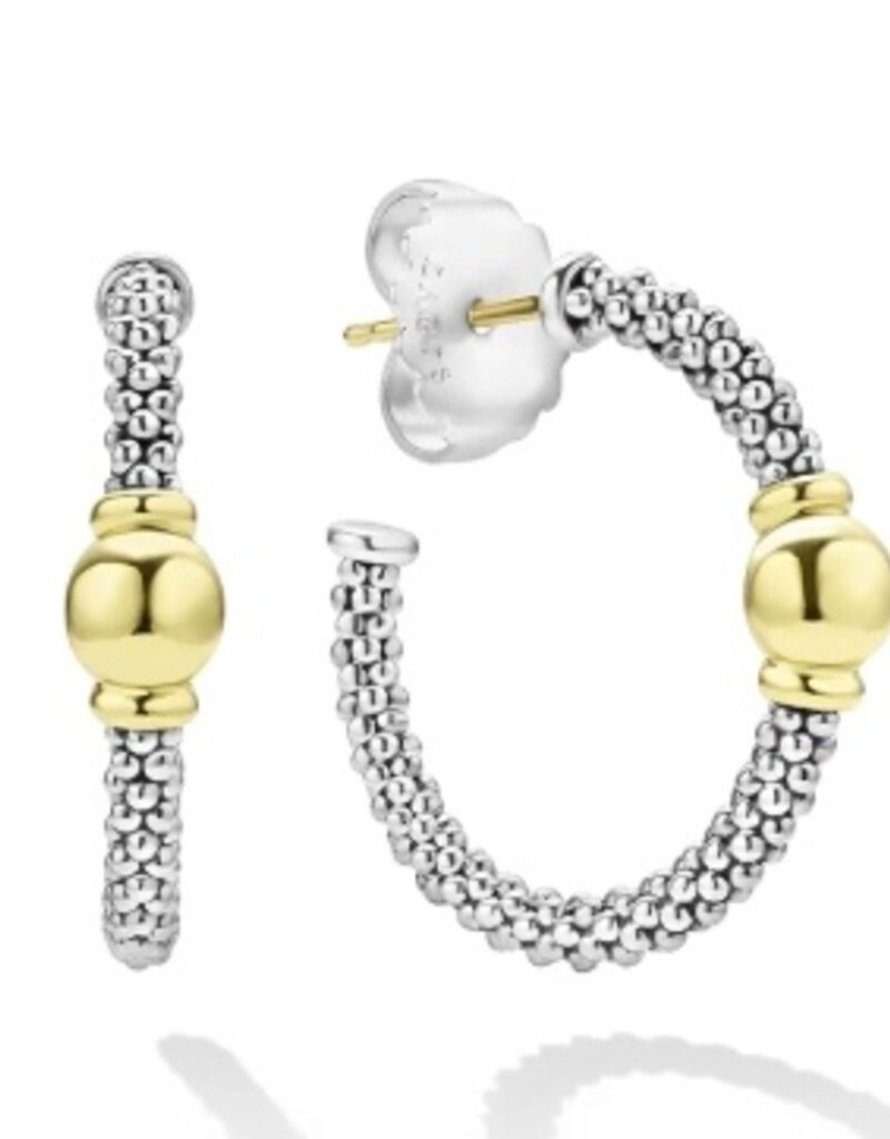 LAGOS Signature Caviar Two-Tone Station Hoop Earrings