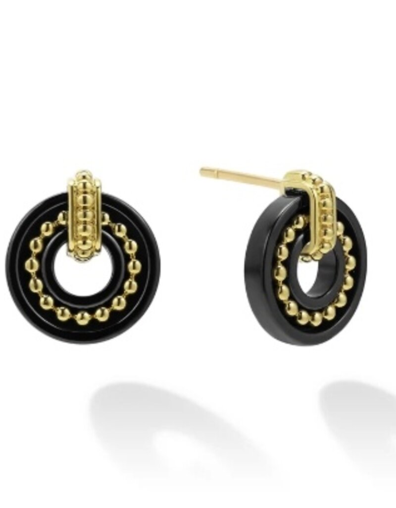 LAGOS Black Caviar 18K Gold and Black Ceramic Stud Earrings