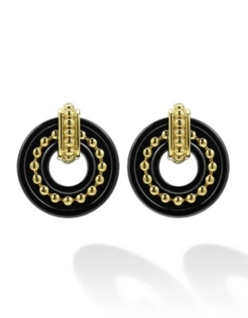 LAGOS Black Caviar 18K Gold and Black Ceramic Stud Earrings