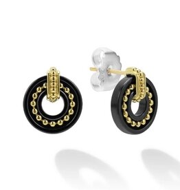 LAGOS Black Caviar 18K Gold and Black Ceramic Stud Earrings
