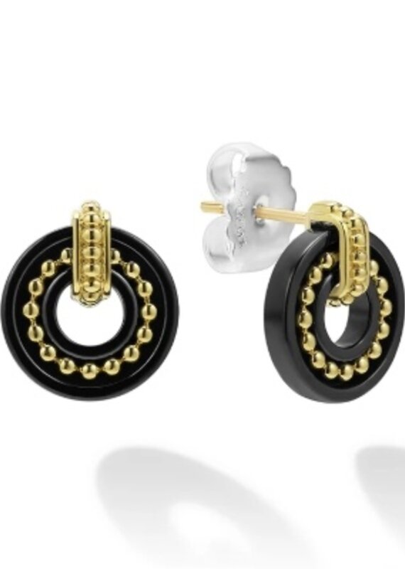 LAGOS Black Caviar 18K Gold and Black Ceramic Stud Earrings