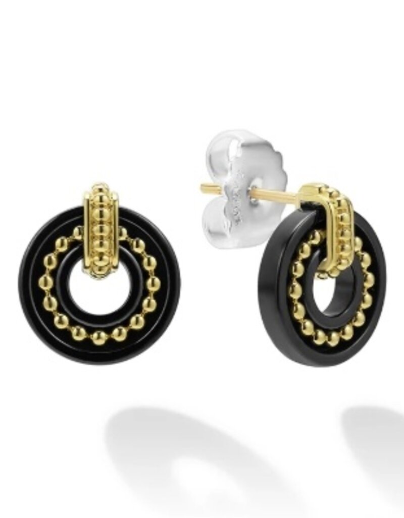 LAGOS Black Caviar 18K Gold and Black Ceramic Stud Earrings