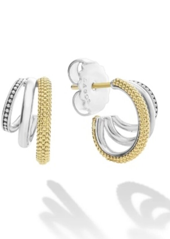 LAGOS Caviar Lux Two-Tone Three Ring Hoop Earrings