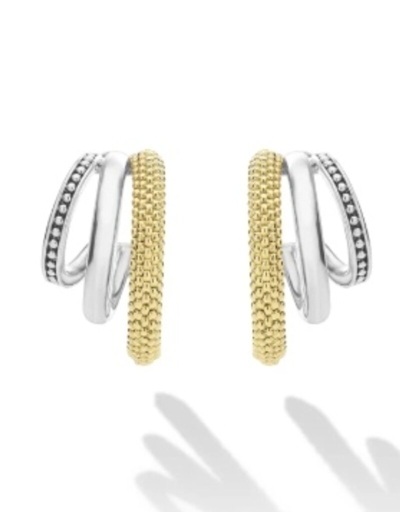 LAGOS Caviar Lux Two-Tone Three Ring Hoop Earrings