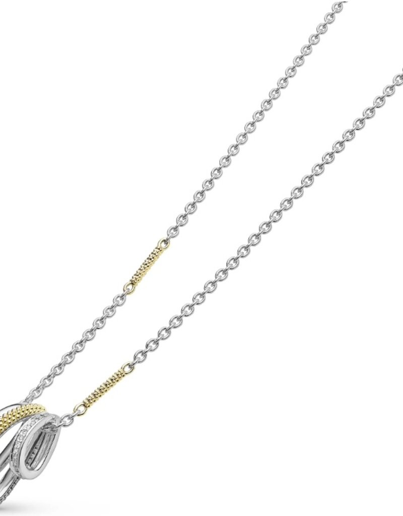 LAGOS Caviar Lux Two-Tone Three Ring Diamond Pendant Necklace