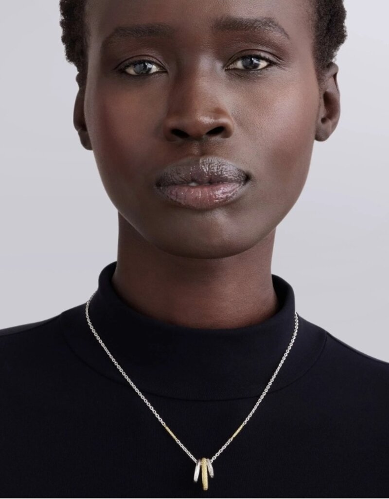 LAGOS Caviar Lux Two-Tone Three Ring Diamond Pendant Necklace