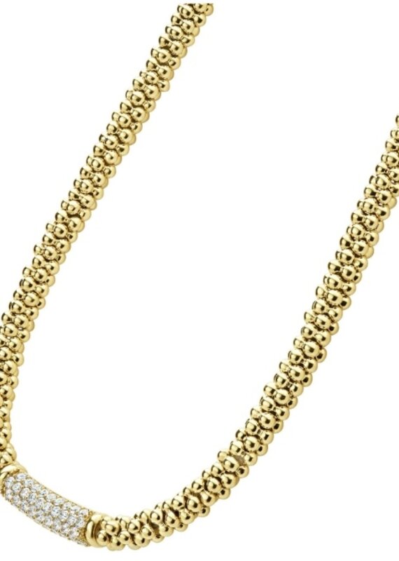 LAGOS Caviar Gold Diamond Medium Station Caviar Necklace