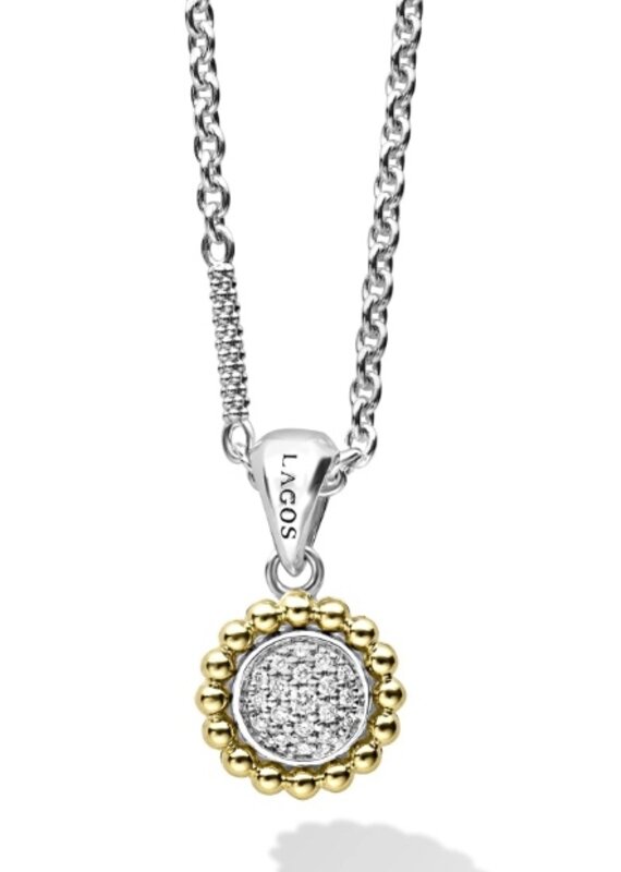 LAGOS Caviar Lux Two Tone Diamond Pendant Necklace
