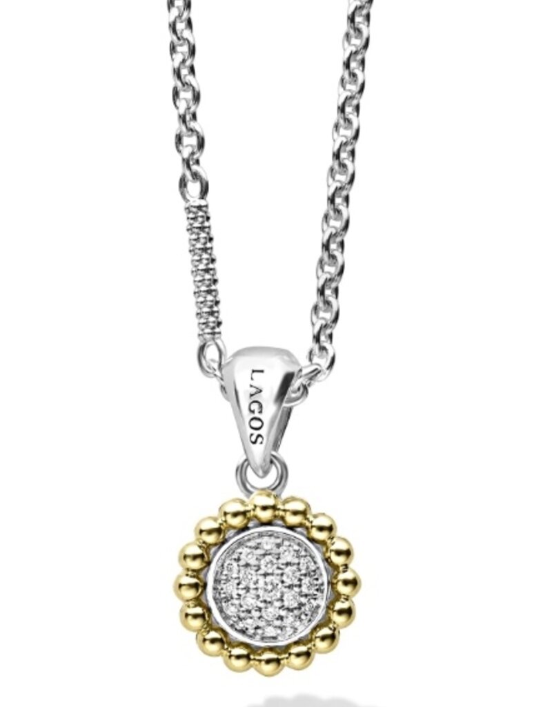 LAGOS Caviar Lux Two Tone Diamond Pendant Necklace
