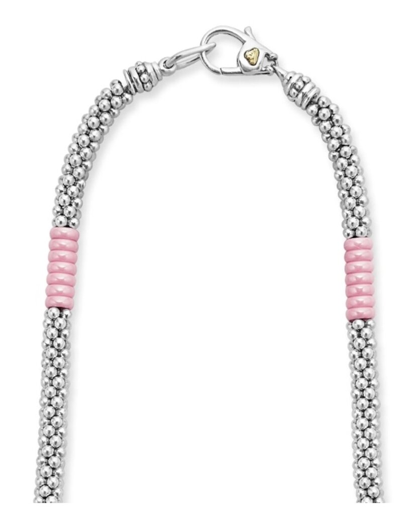 LAGOS Pink Caviar Silver Station Ceramic Beaded Necklace | 5mm