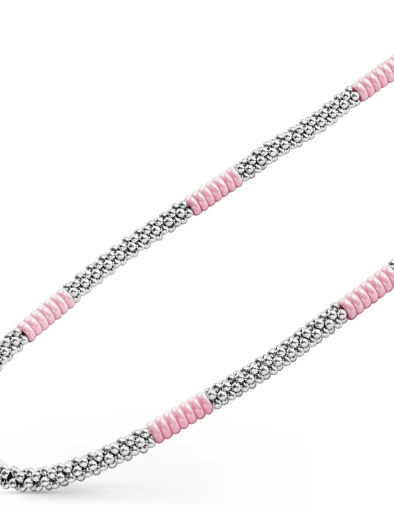 LAGOS Pink Caviar Silver Station Ceramic Beaded Necklace | 5mm