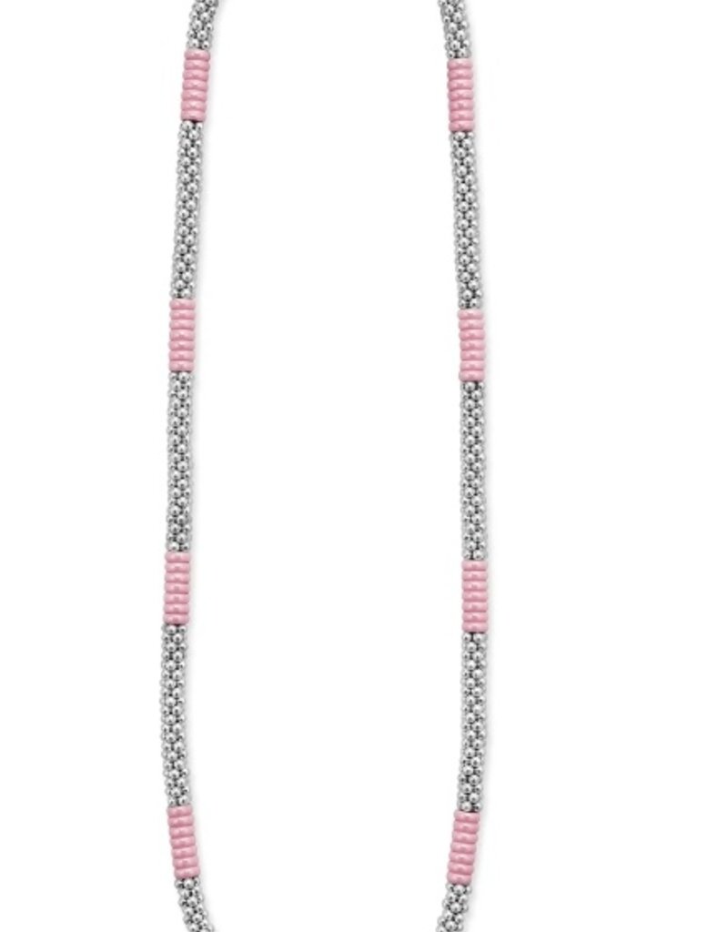 LAGOS Pink Caviar Silver Station Ceramic Beaded Necklace | 5mm