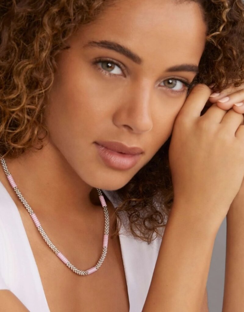 LAGOS Pink Caviar Silver Station Ceramic Beaded Necklace | 5mm