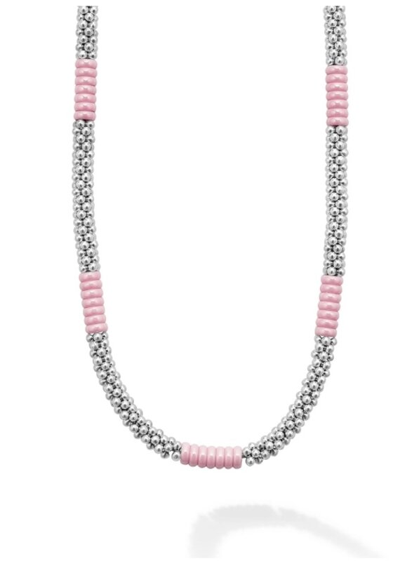 LAGOS Pink Caviar Silver Station Ceramic Beaded Necklace | 5mm