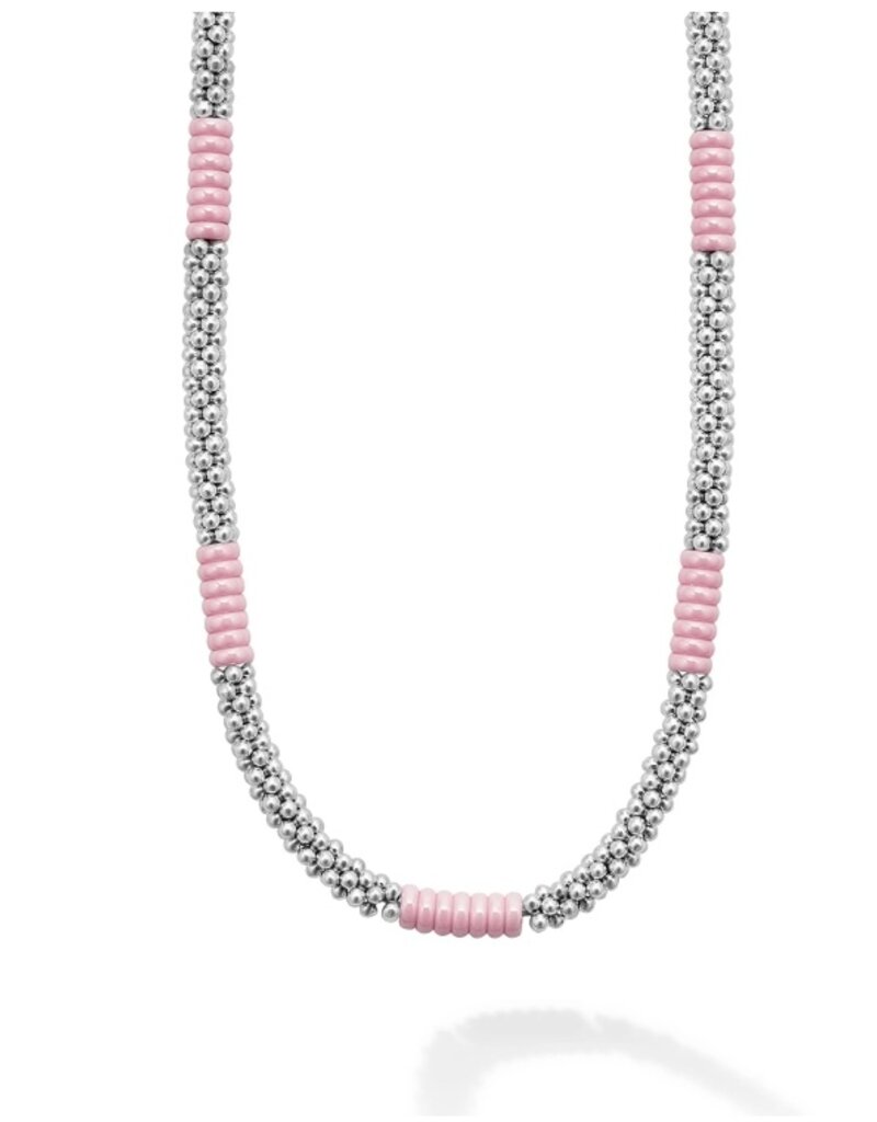 LAGOS Pink Caviar Silver Station Ceramic Beaded Necklace | 5mm