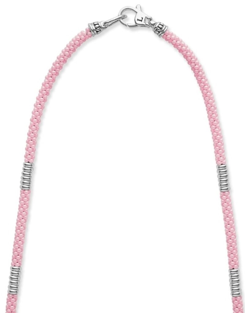 LAGOS Pink Caviar Silver Station Ceramic Beaded Necklace | 3mm