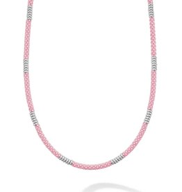 LAGOS Pink Caviar Silver Station Ceramic Beaded Necklace | 3mm