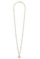 LAGOS Luna 18K Gold Petite Fleur Pearl Diamond Pendant Necklace