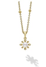 LAGOS Luna 18K Gold Petite Fleur Pearl Diamond Pendant Necklace