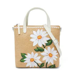 Daisy Dee Straw Embroidered Tote