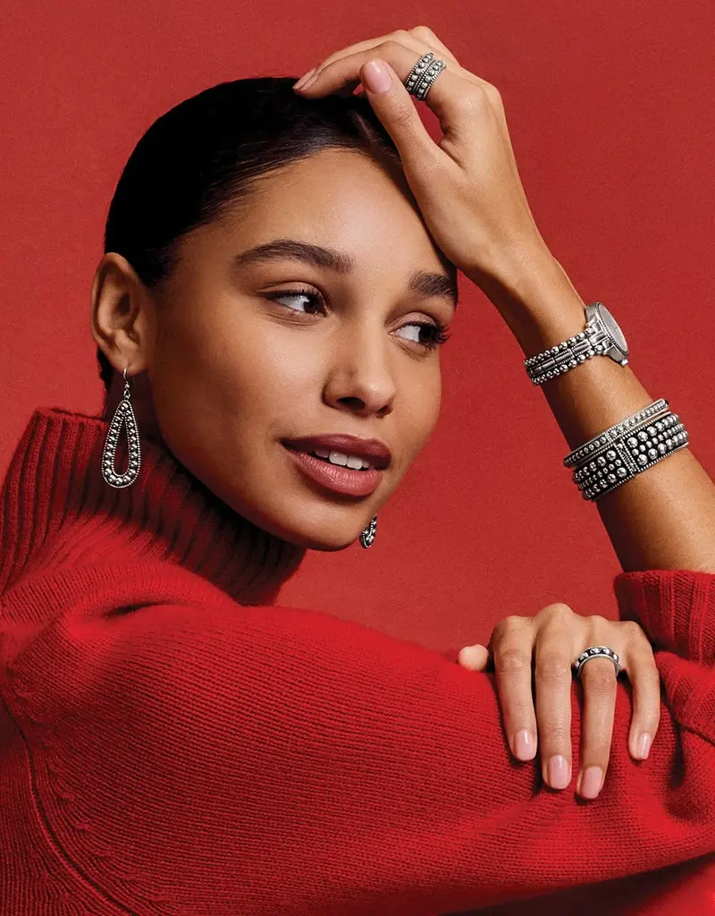 Pretty Tough Gem Hinged Bangle in Black