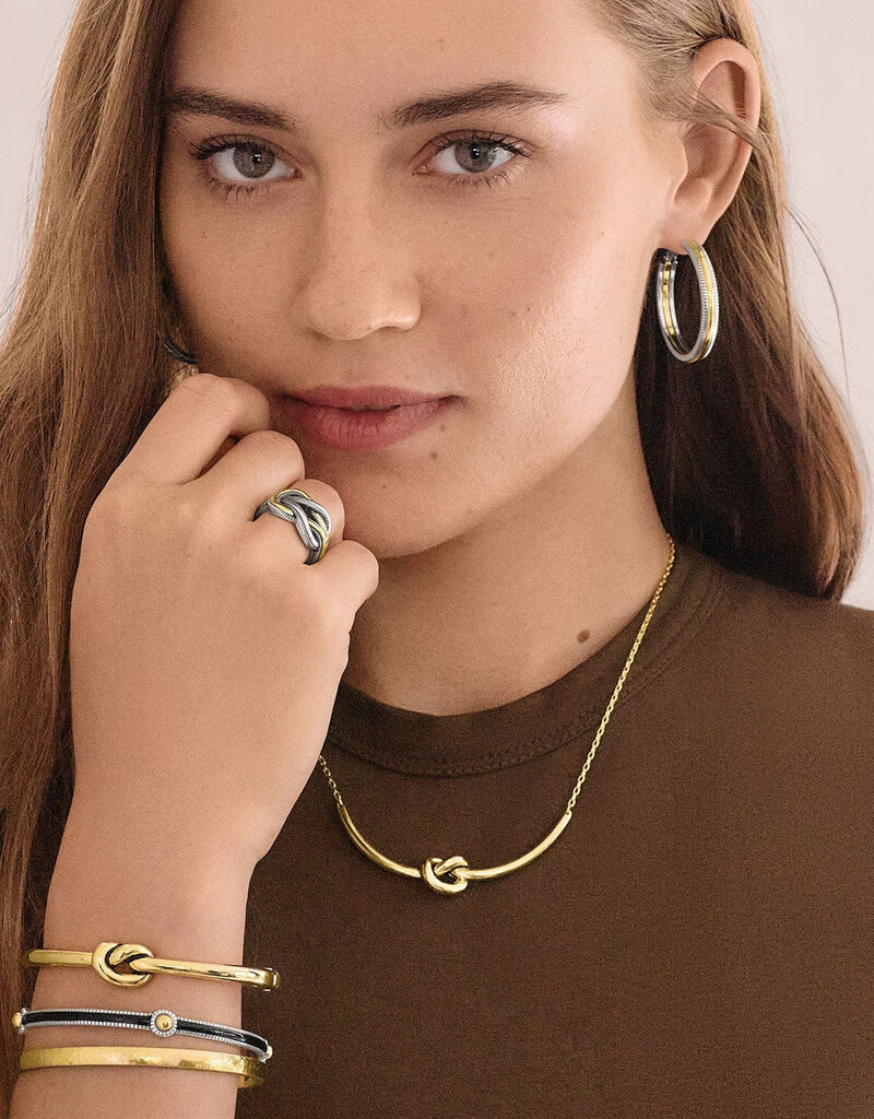 Interlok Single Knot Hinged Bangle in Gold