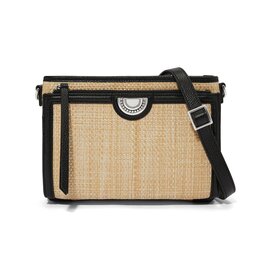 Jordyn Straw Crossbody Organizer in Black