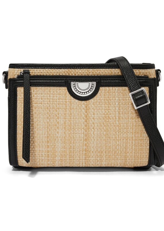 Jordyn Straw Crossbody Organizer in Black