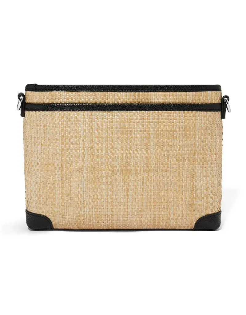 Jordyn Straw Crossbody Organizer in Black