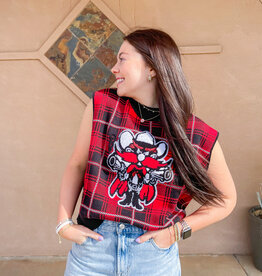 J.HOFFMAN'S Red Raider Plaid Sweater Vest