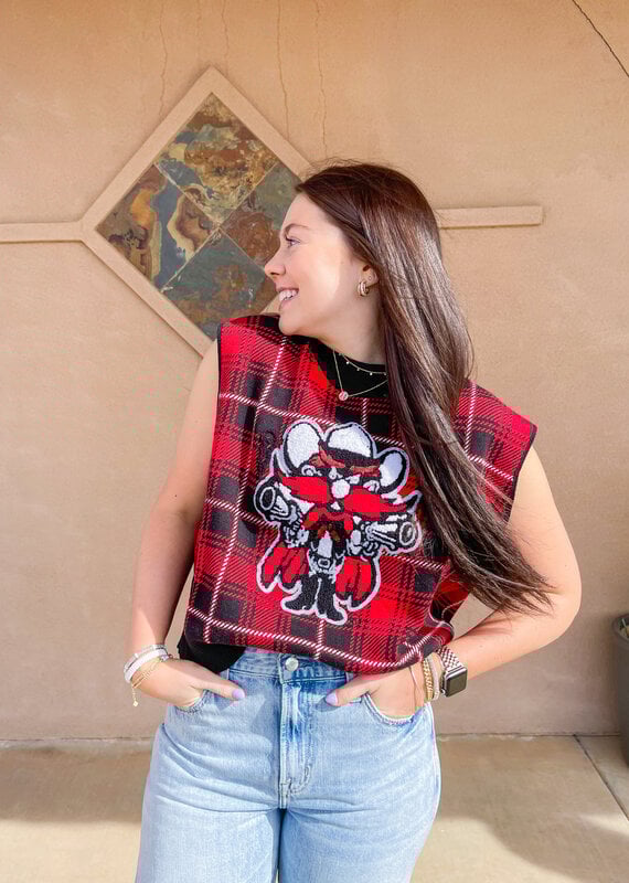 J.HOFFMAN'S Red Raider Plaid Sweater Vest