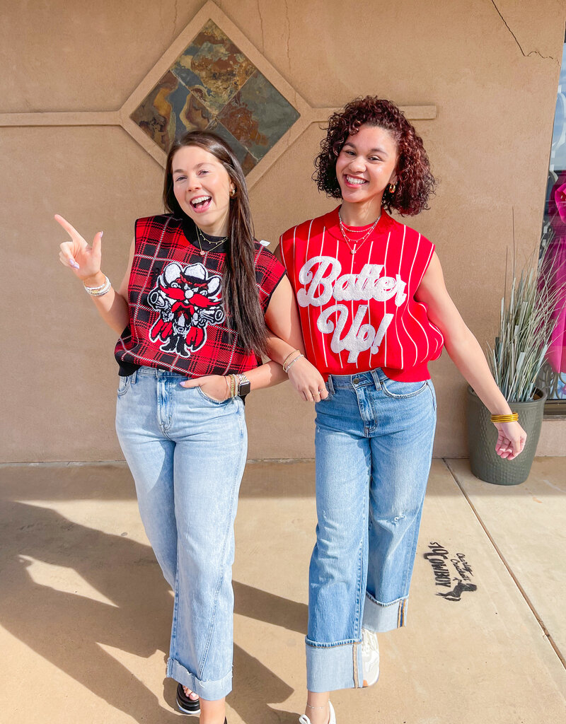 J.HOFFMAN'S Red Raider Plaid Sweater Vest