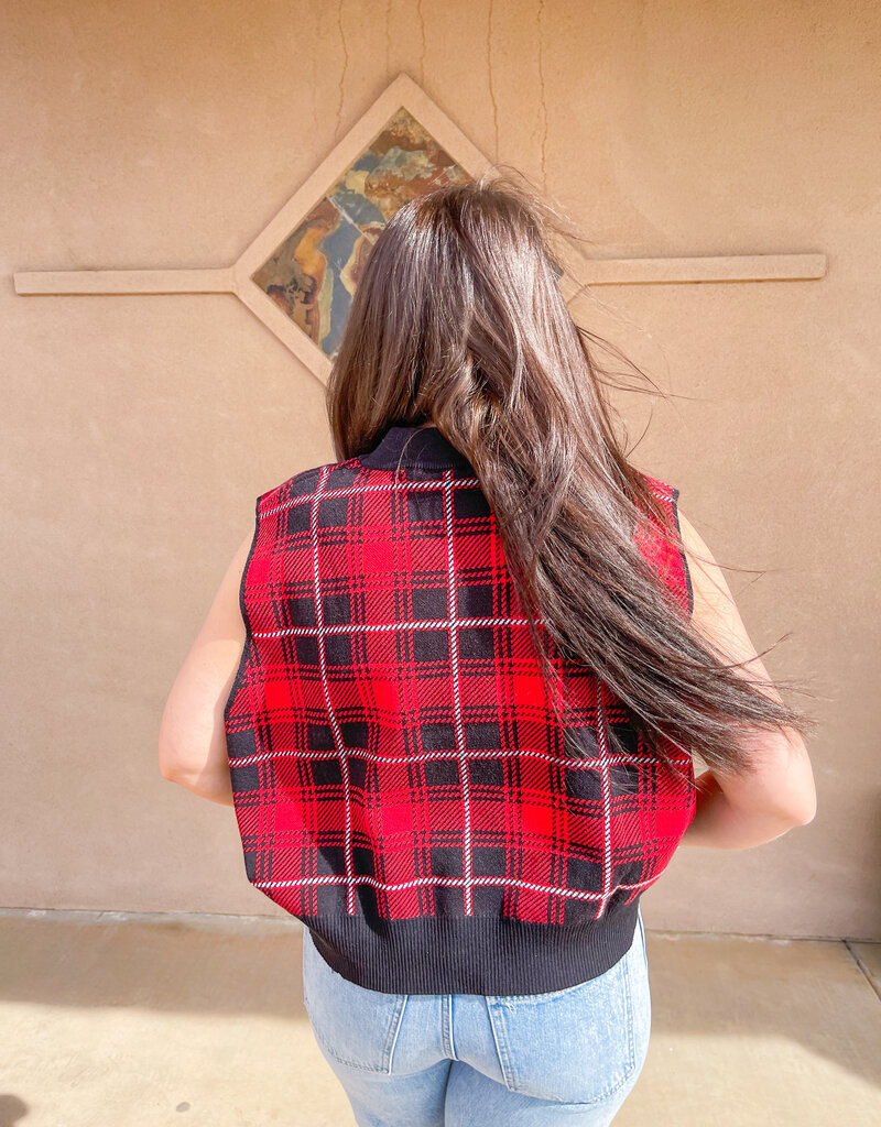 J.HOFFMAN'S Red Raider Plaid Sweater Vest