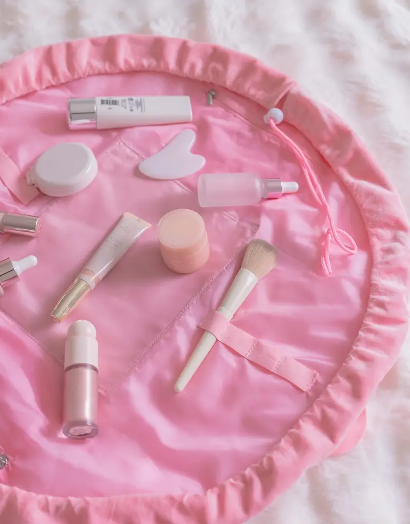 J.HOFFMAN'S Cosmetic Bag w/ Gathering Closure-Pink