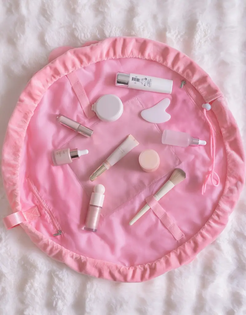 J.HOFFMAN'S Cosmetic Bag w/ Gathering Closure-Pink