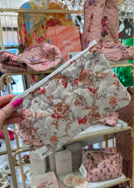 J.HOFFMAN'S Natalie Pink Quilted Makeup Bag - Small