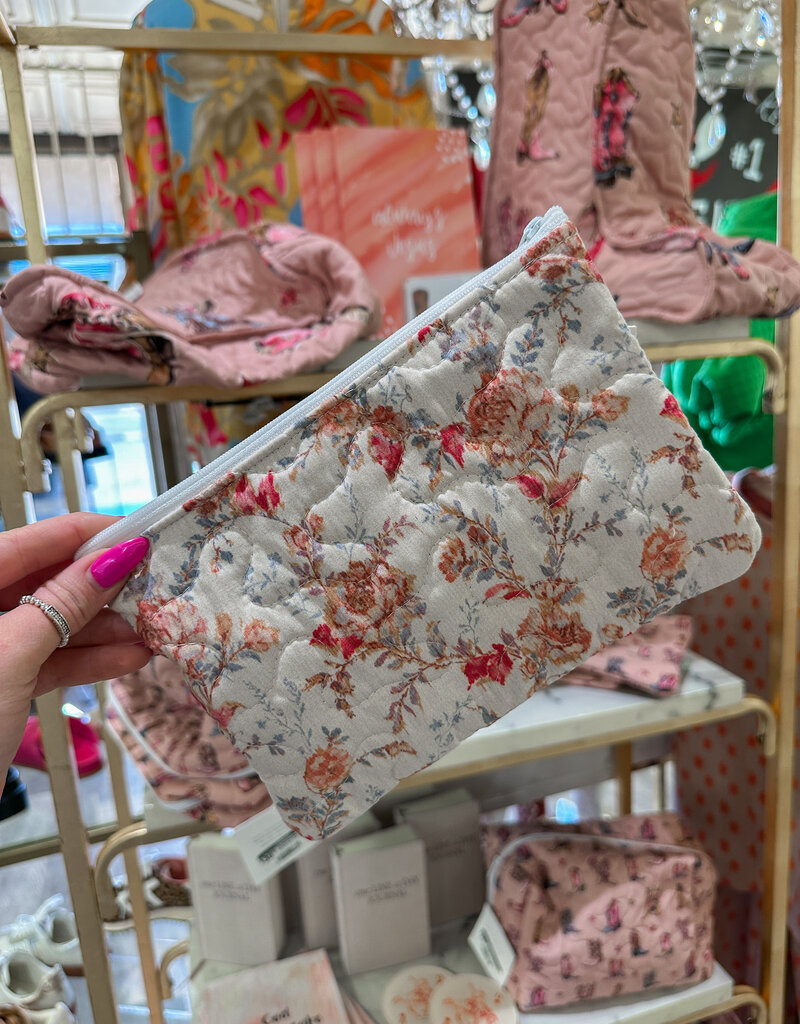 J.HOFFMAN'S Natalie Pink Quilted Makeup Bag - Small