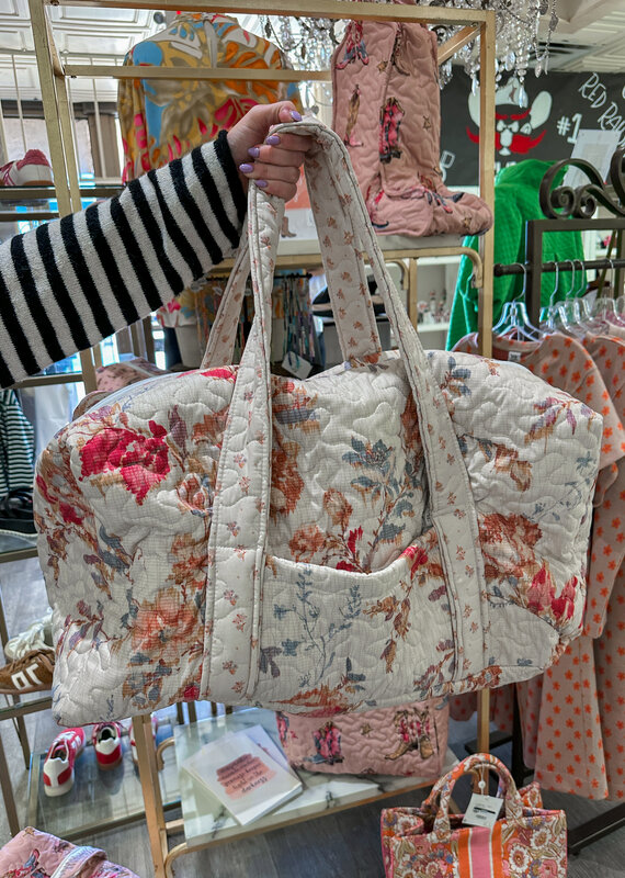 J.HOFFMAN'S Natalie Floral Pink Quilted Duffle Bag