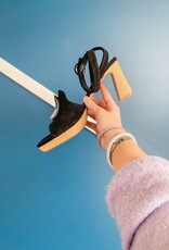 J.HOFFMAN'S Marty Heeled Sandal - Blk/Raffia