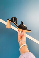 J.HOFFMAN'S Marty Heeled Sandal - Blk/Raffia