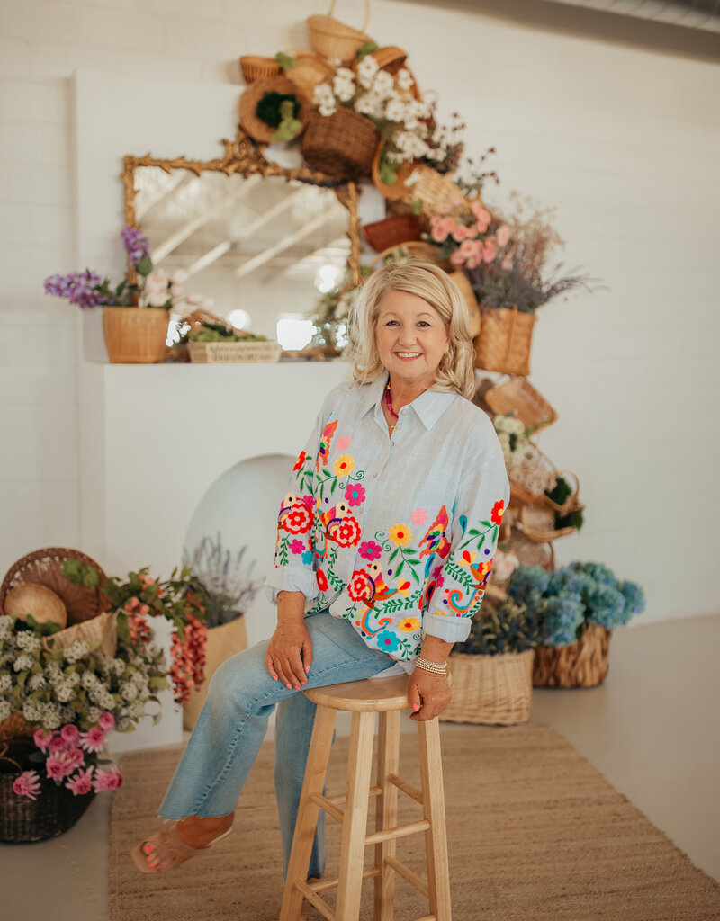 J.HOFFMAN'S Birdie Embroidered Top