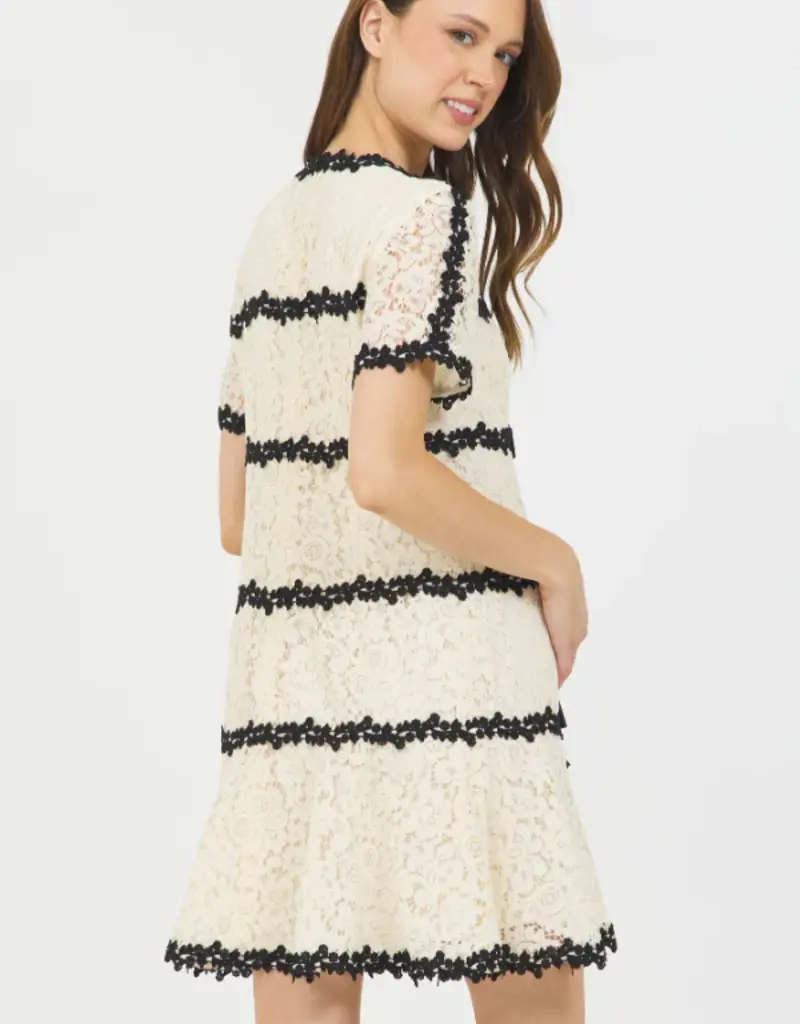 Vintage Lace Dress w/ Black Accents - Cream - j.hoffman's Vintage Lace Dress w/ Black Accents - Cream - j.hoffman's